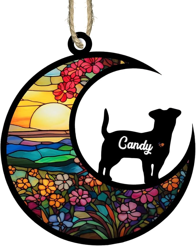 Personalized Dog Memorial Suncatcher - Name, Date, Breed - Sympathy Gift for Dog Lovers - A3