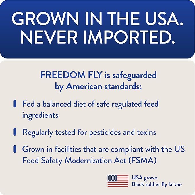 FLOCKLEADER Freedom Fly, All American Dried Black Soldier Fly Larvae Poultry Treats, 1 lb