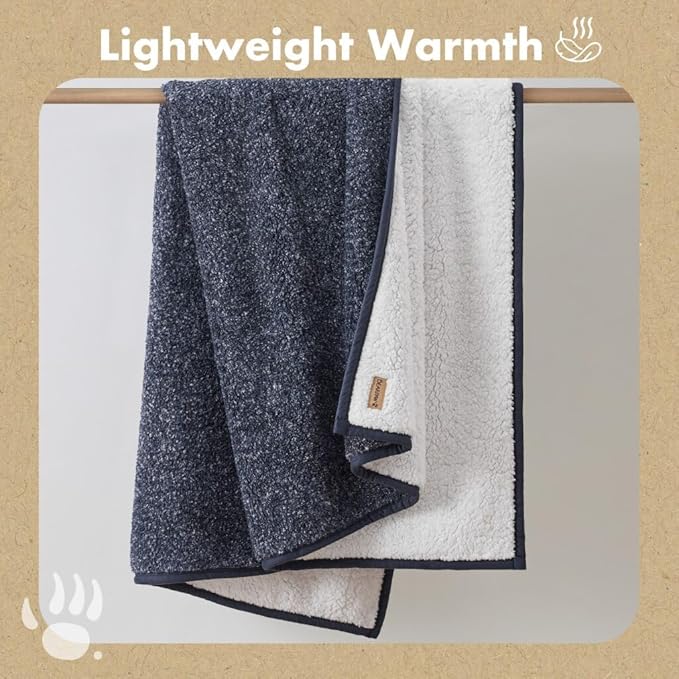 BEARPAW Sherpa Throw Blanket - Ultra Soft Plush Warm Reversible Fluffy Blanket for Bed Couch Sofa & Living Room Decor, House Decor, Room Decor Gifts for Women - 50"x70", Gray (Valley) (Blue)