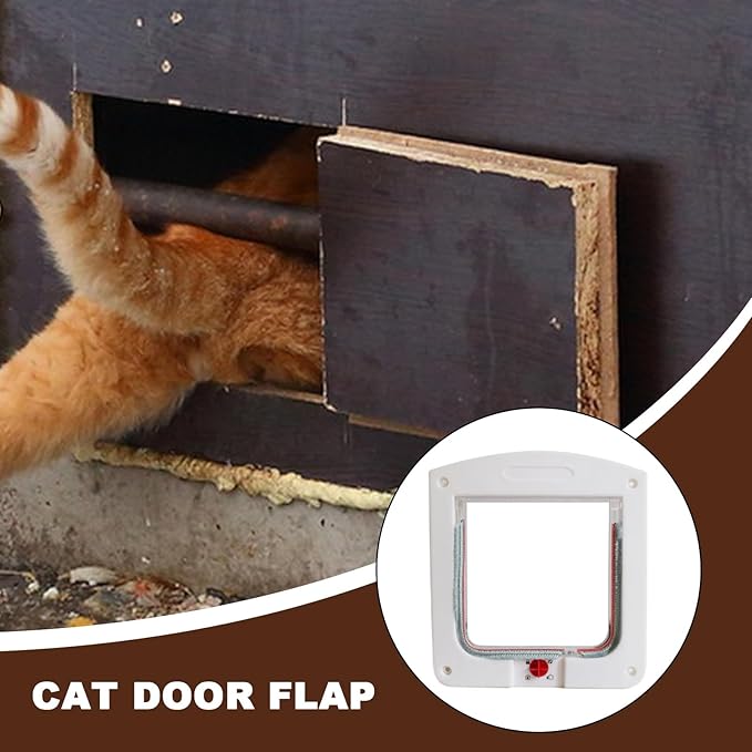 Cat Door | 4-Way Locking Puppy Flap for Exterior Door | Weatherproof Puppy Flaps for Bedroom Basement Garage Pet Parents Homeowners Apartment Animal Lovers Property Managers