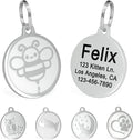 Ultra Joys Engraved Cat Name Tags Personalized - Stainless Steel Name Tag Pet Identification - Small Dog ID Tags Personalized for up to 4 Lines of Text - Pet ID Tags for Cat Collar - Bee