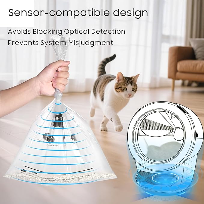 40 Pack Cat Litter Box Robot 5/4/3 Waste Bags, Automatic Litter Box Liners Bags, Tear-free, Sensor-compatible, 9-11 Gallon Capacity