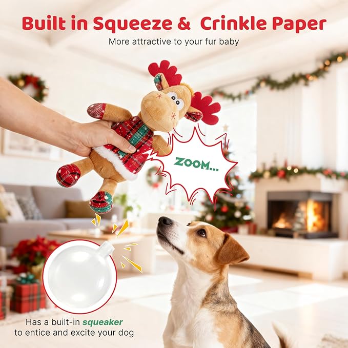 Dog Toys for Aggressive Chewers Indestructible Squeaky Dog Toys Octopus-Tug of War Dog Toys for Large Breed Tough Interactive Stuffed Dog Chew Toys for Puppies Small & Large Dogs