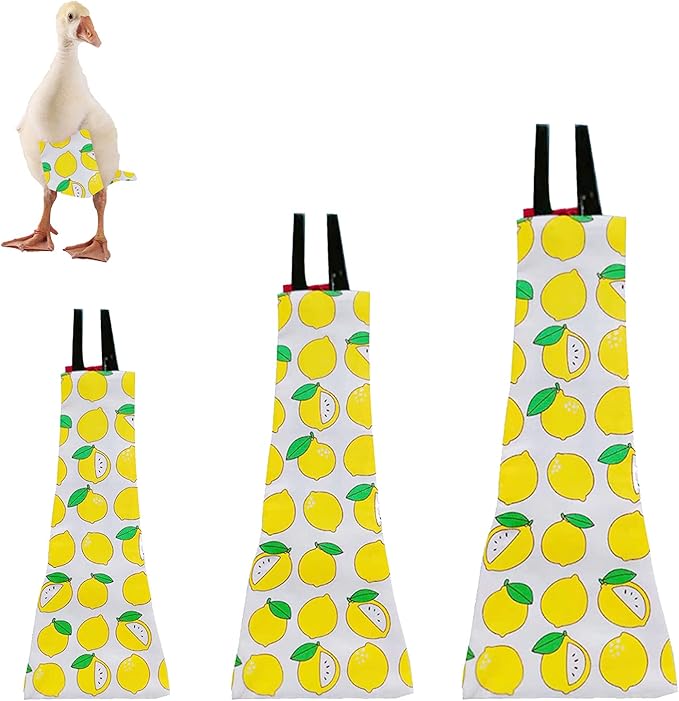 Chicken Duck Goose Diaper Washable Pet Fruit Print Diapers for Hens Roosters Poultry (Lemon, Large)