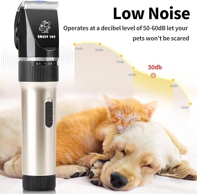 Dog Clippers for Grooming, Low Noise Dog Grooming Clippers, Cordless Dog Hair Trimmer, Rechargeable Dog Shavers for Grooming Dogs Cats Pets