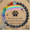 Pet Memorial Gifts, Sympathy Gift for Loss of Dogs and Cats, Chakra Rainbow Bridge Bracelet for Women Men Who Lost Pets