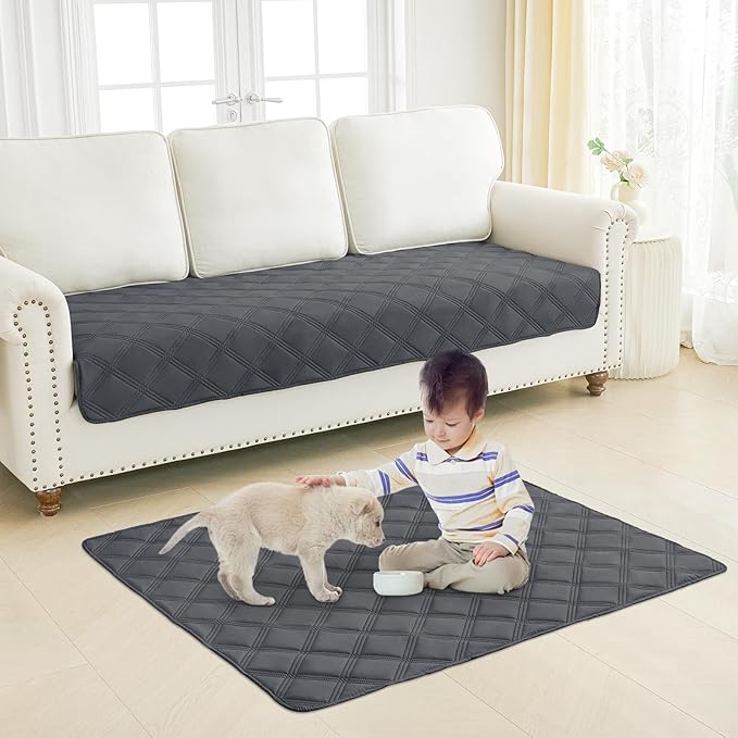 Smiry Waterproof Dog Bed Cover Blanket 40x50, Soft Reversible Pet Blanket, Washable Leakproof Cats Dogs Couch Cover for Sofa, Couch, Furniture, Dark Grey/Dark Grey