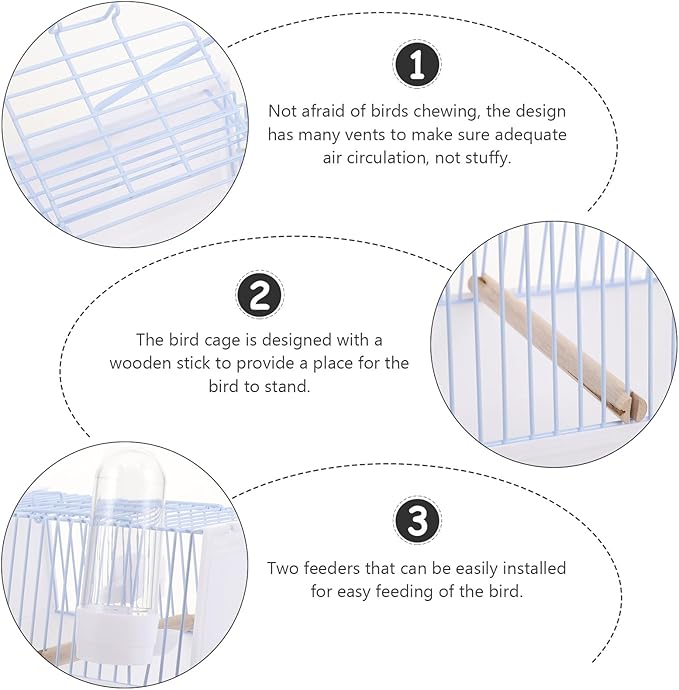 NUOBESTY Portable Parrot Travel Cage with Handle Small Wire Bird Carrier Cage for Outdoor Transport Lightweight for Parrots