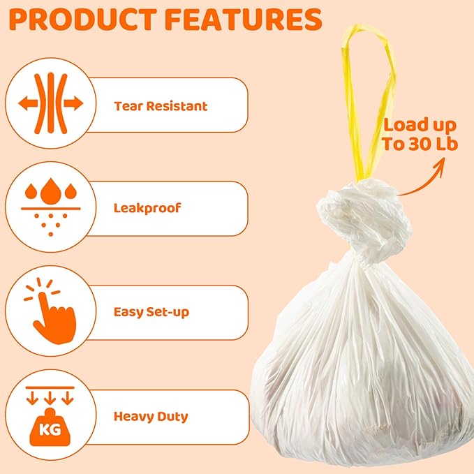 30 Count Litter Box Liners Jumbo 45" x 18" Tear Resistant Cat Litter Bags Liners 2.5MIL Thicken Drawstring Durable Cat Pan Liners Extra Large Kitty Litter Box Bag Disposable Pet litter Bags