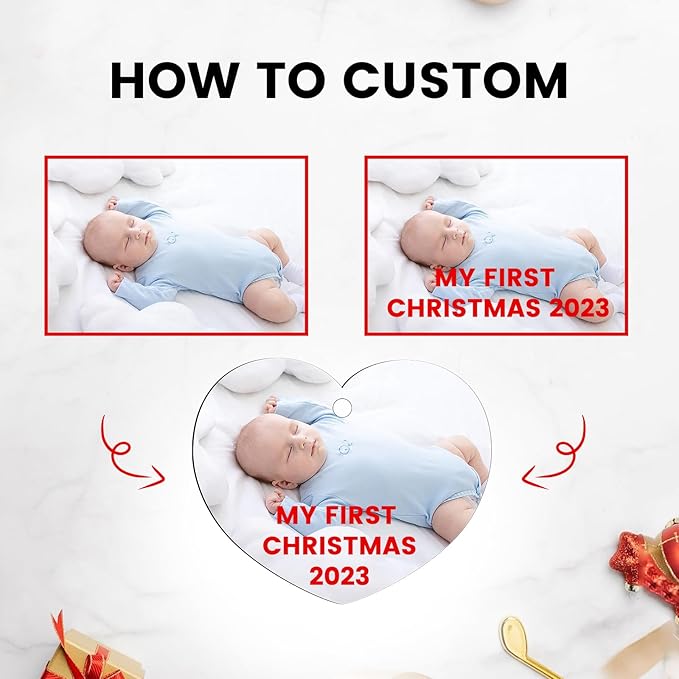 Personalized Christmas Ornaments 2026 - Custom Photo Ornament Customized Xmas Wood Ornament Gift for Christmas Tree Decoration
