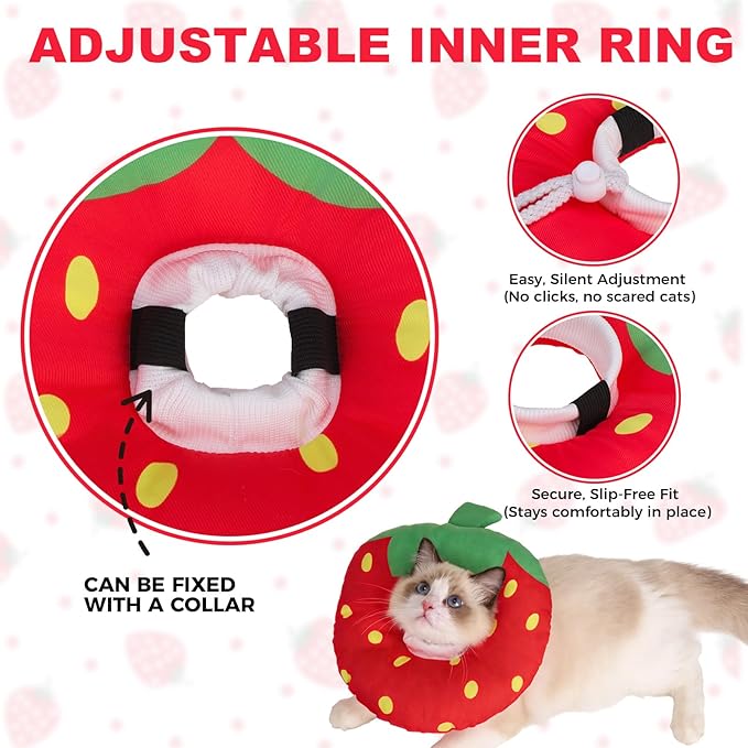 BINGPET Cat Cone Collars Soft,Cat Recovery E Collars After Surgery to Stop Licking,Waterproof Adjustable Elizabeth Neck Cones Cute Pet Donut Pillow for Cats Kitten Puppy Wound Healing After Surgery,S