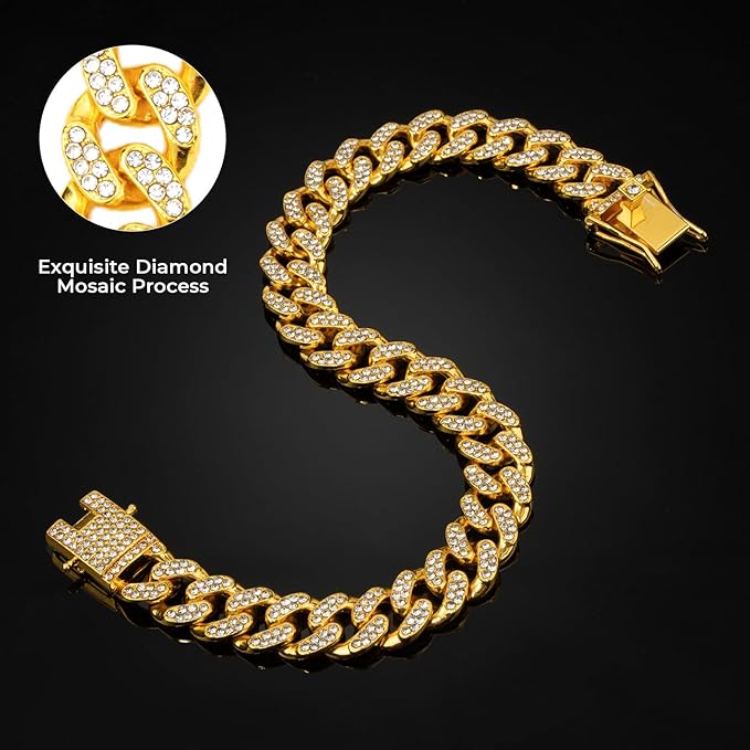 Gold Dog Chain Diamond Gold Chain Dog Collar Walking Metal with Design Secure Buckle Pet Collar Jewelry Accessories Necklace for Small Medium Large Cats,10 Inch