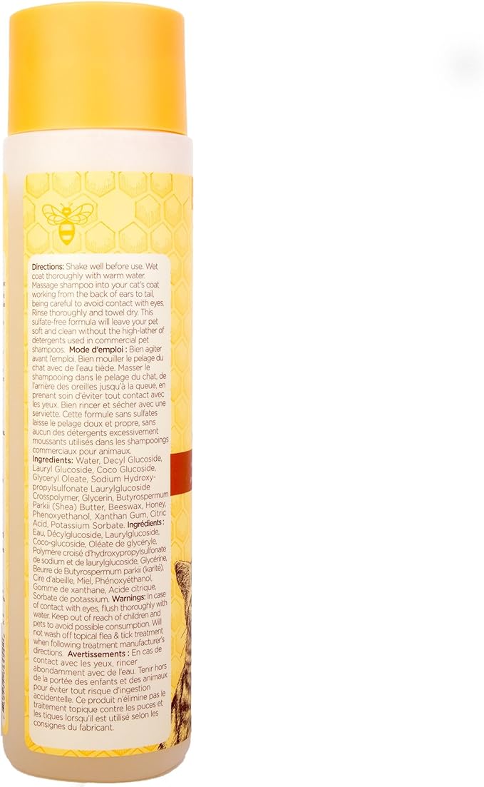 Burt’s Bees for Pets Hypoallergenic Cat Shampoo with Shea Butter and Honey, Gentle Kitten Shampoo for Indoor Cats with Dry or Sensitive Skin, Cat Bathing Supplies, 10 Fl Oz