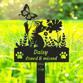 Custom Butterfly Cat Memorial Grave Marker, Personalized Flowers Cat Memorial Stake Metal Pet Name Memorial Plaque with Paws, Customized Pet Grave Marker Cemetery Grave Plaque for Cat Owner