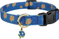 Cotton Handmade Dog Collar Cute and Distinctive Patterns Blue Rose with Pendant for Girl Boy Dogs Collars M
