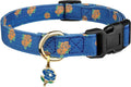 Cotton Handmade Dog Collar Cute and Distinctive Patterns Blue Rose with Pendant for Girl Boy Dogs Collars S