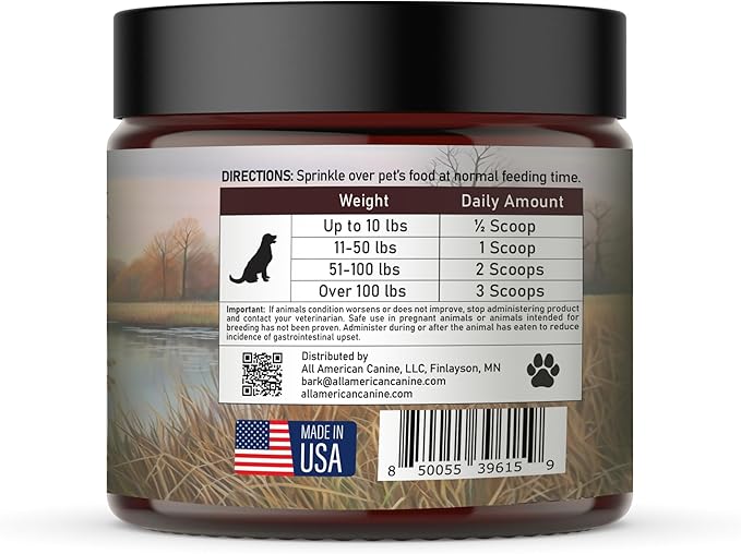 All American Canine Multivitamin Powder - Glucosamine & Chondroitin for Joint Health, Digestive Enzymes & Probiotics for Immunity, Skin & Coat, Beef Flavor 90 Servings