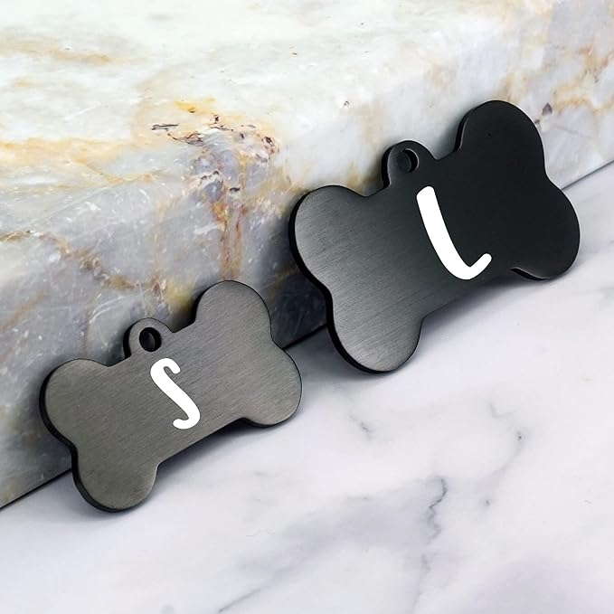 Ultra Joys Personalized Dog Tags for Pets - Durable Stainless Steel Customizable Dog Cat ID Tags - Dog Tags for Safety Optional Engraved on Both Sides -Birth Flower Dog Tag Small, Black