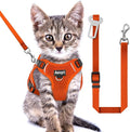 Cat Harness and Leash for Walking, 3 in 1 Adjustable Breathable Soft, Easy to Control Reflective Cat Harness Escape Proof, Cat Products, Orange, XS