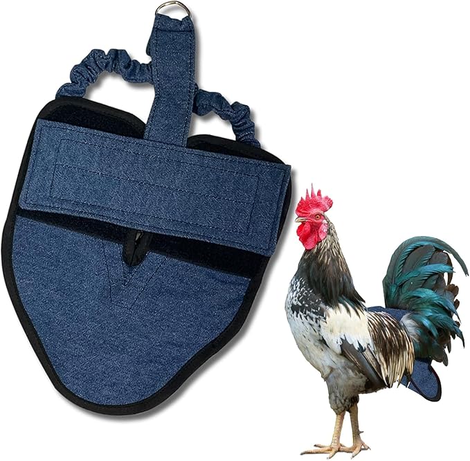 Hen Holster Premium Starter Kit - Bird Diaper, Wrap Around for Hens, Roosters, Ducks - Leak-Proof, Comfortable Bird Harness with Sewn-in Liner, Secure Hook & Loop Closure - XL, Denim