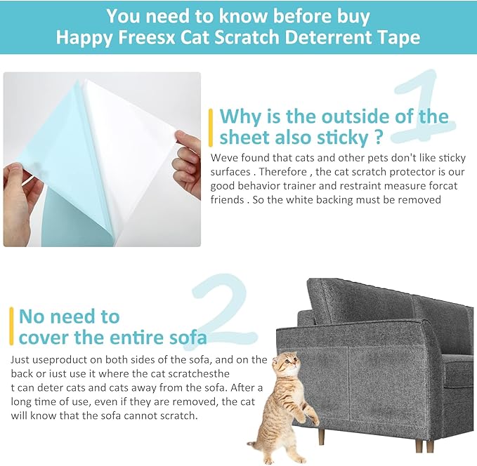 XMZCYMyo Couch Corner Furniture Protector from Cats, Double Sided Sofa Anti Scratching Sticky Tape, Corner Couch Protector for Cats, Cat Scratch Deterrent Tape (10 pcs)