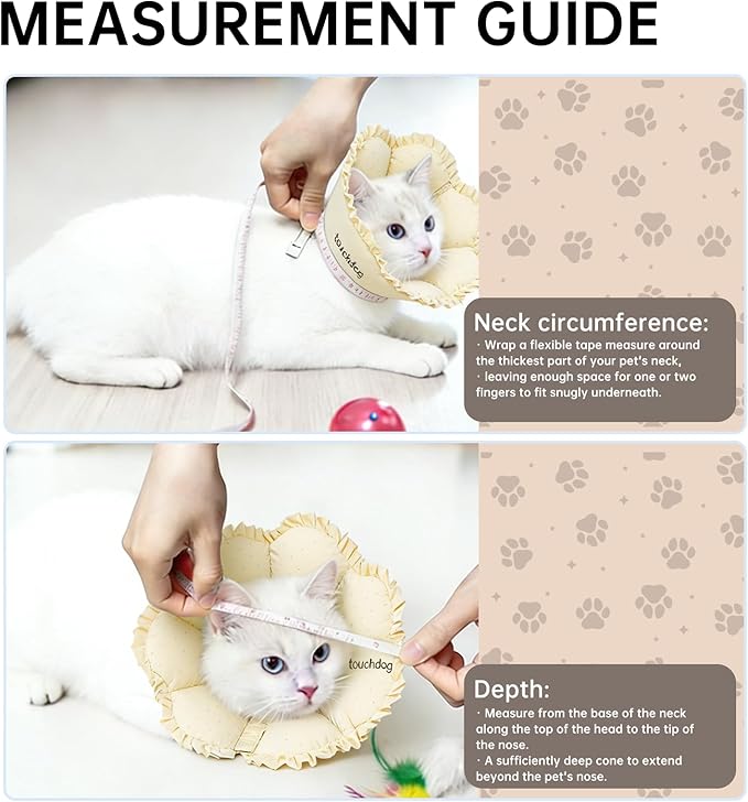 Touchdog Soft Cat Cone Collar, Waterproof Recovery Collar for Cats After Surgery, Lightweight Elizabethan Collar for Kittens, Small to Large