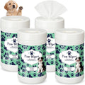 4 Pack Dog Wipes for Paws 5 x 7 Inches Ultra Soft Cotton with Cherry Blossom Scent Gentle Cleansing Pet Wipes for Fresh Smelling Dog After Walks, 280 Per Total