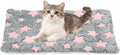 Dog Cat Bed Mat, Soft Coral Fleece Pet Cushion Pad with Cute Star Print, Warm Washable Pet Bed 19x13 Inches, (Gray Pink), Intended for Medium Small Dog Cat