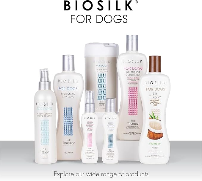 BioSilk for Dogs Silk Therapy Detangling Shampoo, Cleans and Moisturizes, Dematting Shampoo with Silk Proteins and Coconut Oil, No Parabens, pH Balanced, Made in USA, 12 Fl Oz