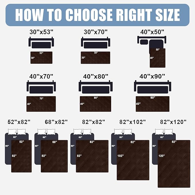 Smiry Waterproof Dog Bed Cover Blanket 52x82, Soft Reversible Pet Blanket, Washable Leakproof Cats Dogs Couch Cover for Sofa, Couch, Furniture, Chocolate/Chocolate
