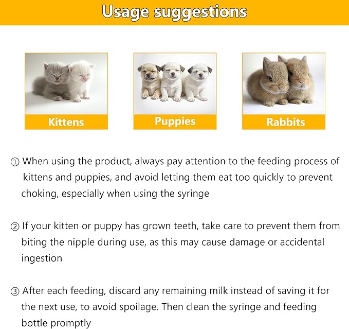 Pet Feeding Bottle and Syringe Set for Puppies and Kittens(1 Bottles,2 Syringes,6 Nipples) Green