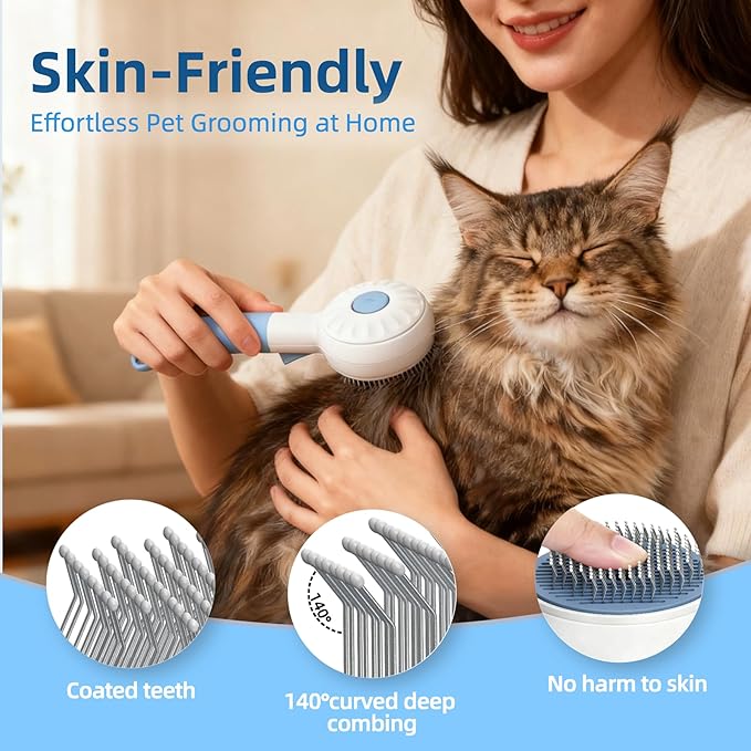 Cat Steam Brush, 3 in 1 Steamy Dog Brush for Shedding and Grooming, Electric Spray Pet Hair Brush with Water Spray for Massage, Cleaning, Removing Tangled Loose Hair, Anti-Static Comb for Cats Dogs