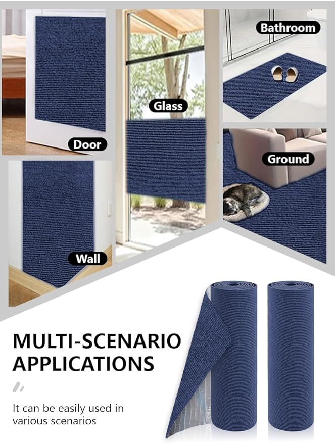 Cat Scratch Couch Protector 78.7"x15.8" – Self-Adhesive Furniture Protector from Cat Scratching, DIY Couch & Wall Shield, Trimmable Anti Scratch Mat for Indoor Sofa Bed Carpet，Navy