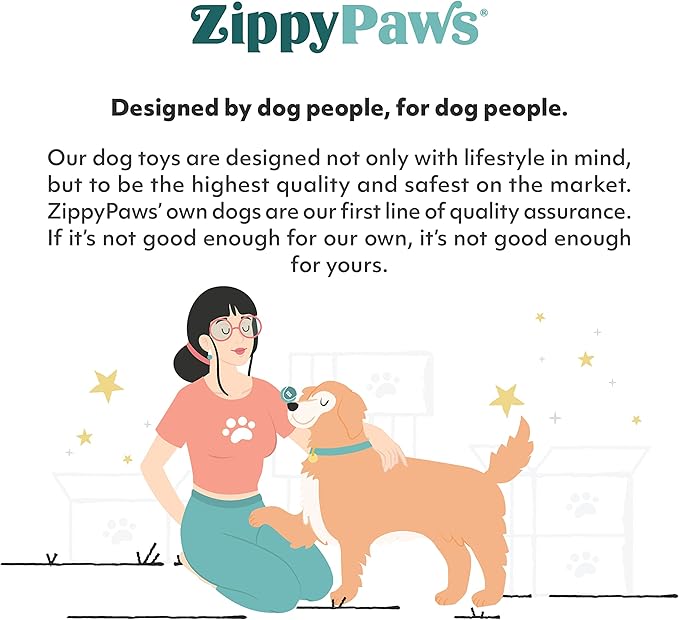 ZippyPaws ZippyTuff Dog Chew Toy - Durable Rubber Chew Ring Toy, Puppy Teething Toys, Tough & Squeaky Toys for Small, Medium, & Large Dogs, Flexible TPR Material - Blueberry Donut