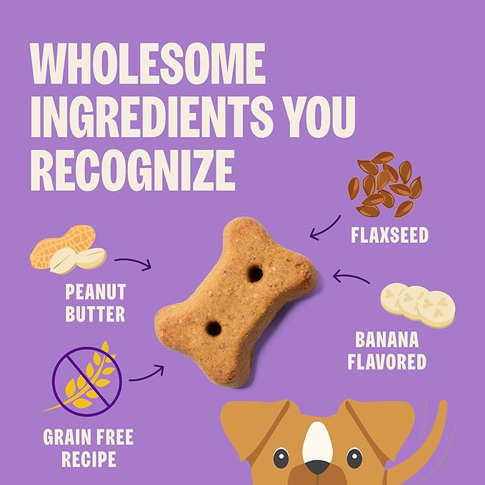 Wellness Old Mother Hubbard P-Nuttier 'N Nanners Dog Biscuits, Natural, Training Treats, Peanut Butter & Banana Flavor, Mini Size, (1 Pound Bag)