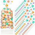 Blulu 200 Pcs Spring Dog Treat Bags Pet Paw Cellophane Bags Dog Party Favor Heat Sealable Treat Paw Gift Cat Candy Bag with 200 Silver Twist Ties for Pet Party Favors