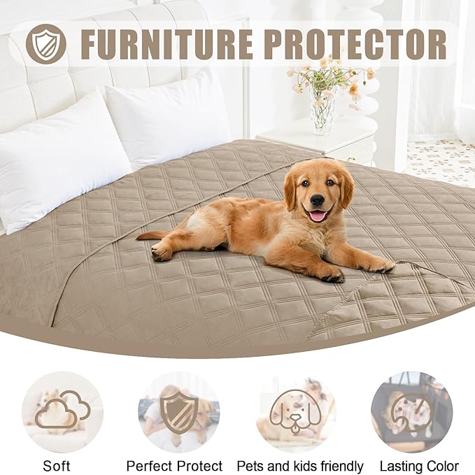 Smiry Waterproof Dog Bed Cover Blanket 30x53, Soft Reversible Pet Blanket, Washable Leakproof Cats Dogs Couch Cover for Sofa, Couch, Furniture, Taupe/Taupe