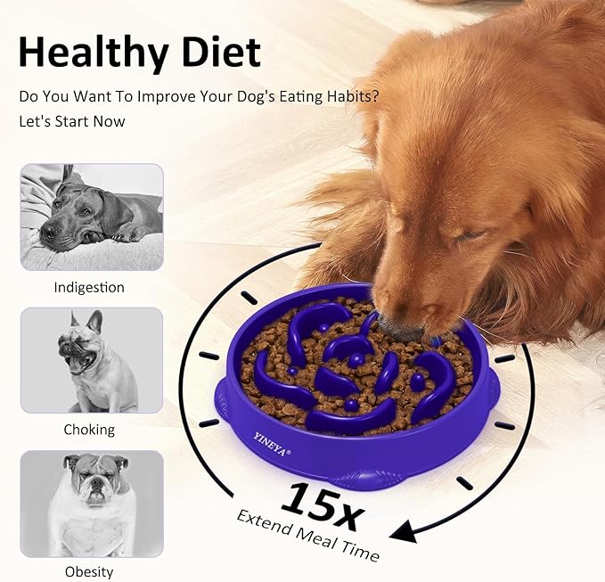 4 Cups Slow Feeder Dog Bowls Large Breed, Anti-Choking Pet Supplies, Maze Dog Food Bowl, Puzzle Feeder That Slow Down Eating