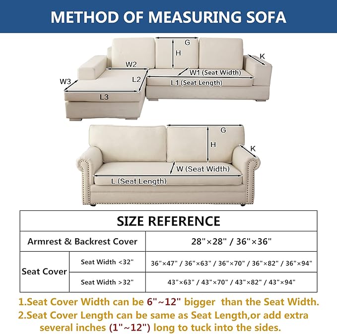 Eismodra Couch Cover,Sectional Couch Covers,Sofa Covers for 3 Cushion Couch,Anti-Slip Sofa Slipcovers for Dogs Cats Kids Loveseat Recliner L Shaped Armrest Backrest,Coffee 43''x70''(Only 1 Piece)