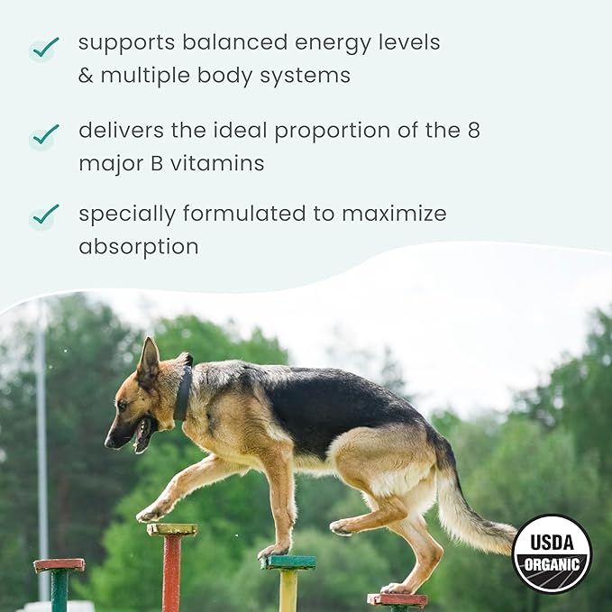 Bark & Whiskers Organic Vitamin B Complex - B Vitamins for Energy & Nervous System Support - for Cats & Dogs - USDA Certified - 0.85 oz