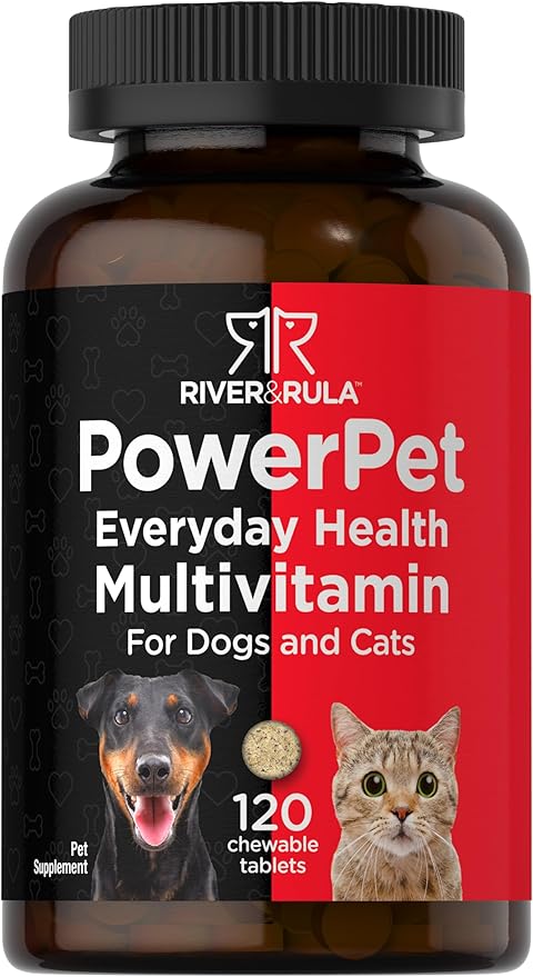Horbäach Multivitamin for Dogs and Cats | 120 Chewable Tablets | Pet Health Support Supplement | Non-GMO & Gluten Free | by River & RULA