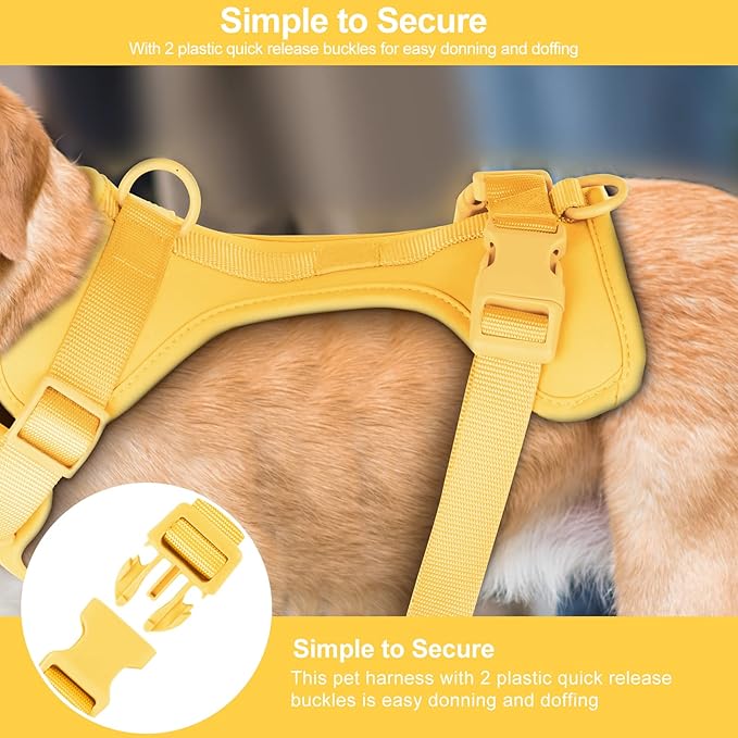 No Pull Lightweight Dog Harness: Adjustable Durable Breathable Mesh Pet Vest Harness with Soft & Comfortable Cushion, for Small Medium Large Dogs (S, Butter Yellow)
