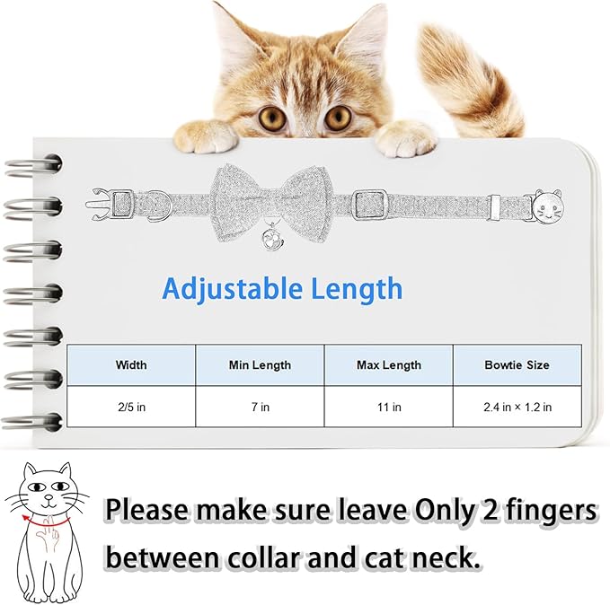 Cat Collar Breakaway, HYQHYX Floral Kitten Collar with Bell, Cute Cat Collar with Bow for Girl Boy Removable Bowtie