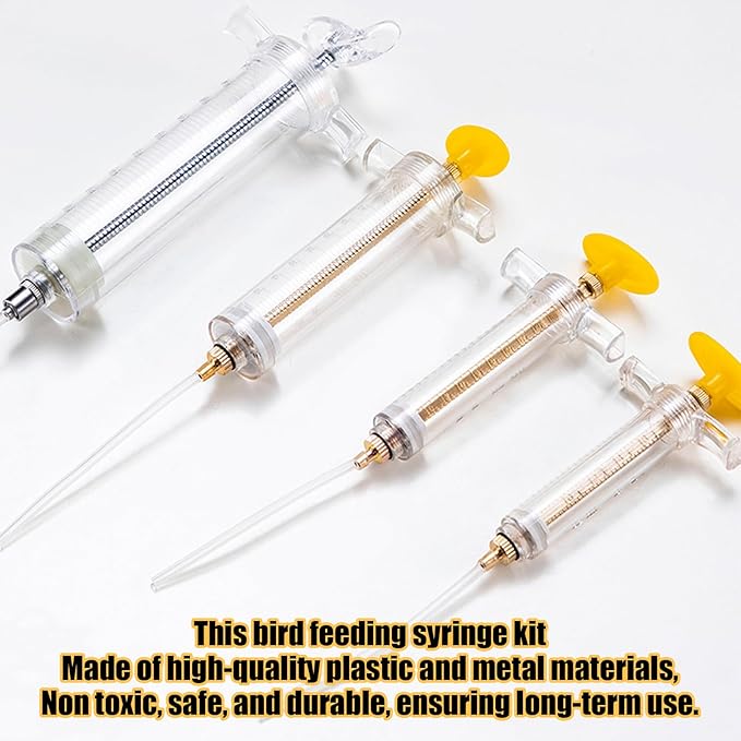 Baby Bird Feeding Syringe Set, Small Pet Parrot Feeding Tubes for Birds, Hand Feeding Tubes Kit Parrot Feeder Food Feeding & Watering Supplies for Small Pet Baby Birds (10ML)