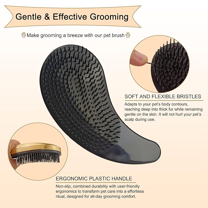 Gentle Grooming Puppy Brush with Gift Box ， Fit for Small Dog ， Yorkie, Shih Tzu, Maltipoo, Maltese and Pomeranian ，Toy Poodle Accessories, Soft Bristle (Rose Gold)