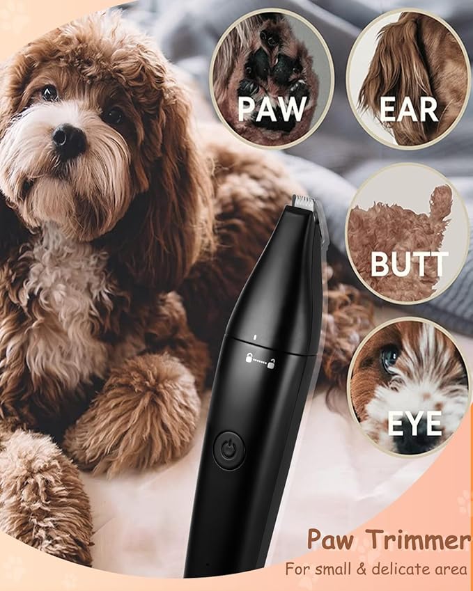 4 in 1 Dog Clippers, USB-C Rechargeable Dog Grooming Clipper Kit Nail Ginder with Two Speeds, Cordless Pet Cat Trimmer Shavers for Thick Hairs for Poodle, Small Pets