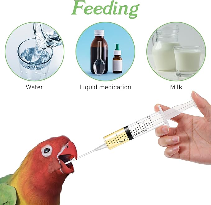 Baby Bird Feeding Syringe, Reusable Manual Bird Feeding Syringe with Spoon Tip and Soft Tube for Milk, Water, Liquid Food, Parrot, Small Pet
