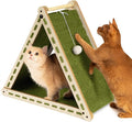 Cat Scratcher with Ball Toy Foldable Cat Scratch Pad Felt Triangle Scratchers for Indoor Cats Large Cat Scratching Board Mat Cats Scratch Furniture Protector Kitten Toys Green