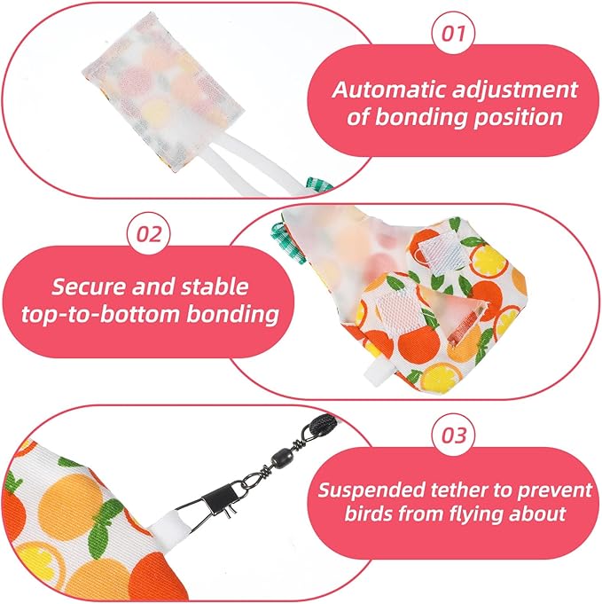 7 Pcs Bird Diaper - Reusable Parrot Diaper with Waterproof Inner - Cute Chicken Pants Pet Diapers Nappy for Parakeet, Cockatie,l Mini Macaw, Canary, Pet Chicken & Duck