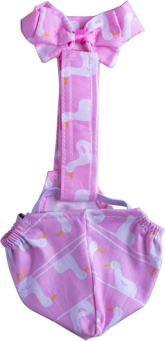 BestParts Adjustable Diaper Waterproof Reusable Diapers, Cloth Diaper Wearable Poultry for Farm Pet Goose, Pet Duck,Pet Chicken, Adhesive Version (Pink Swan, L(4.41-8.82pounds), 1, Count)